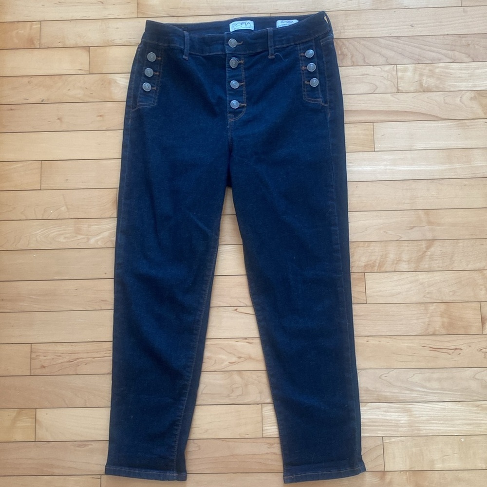 SOFIA JEANS Dark washed curvy crop Women's  jeans high waisted Size 10